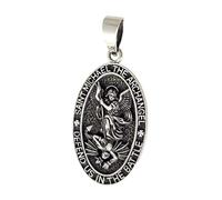 Inmaculada Romero IR Saint Médaille ovale de Saint Michel, 30 mm, en argent massif 925, oxydée