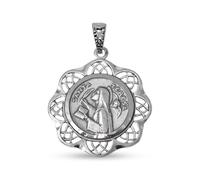 Inmaculada Romero IR Saint Médaille religieuse Sainte Thérèse en argent massif 925, 28 mm, avec cadre ajouré