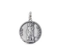 Inmaculada Romero IR Saint Médaille Roque en argent massif 925, 15 mm. Lunette lisse. Gravure incluse. Personnalisable.