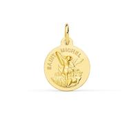 Inmaculada Romero IR Saint Médaille Saint-Michel en or 9 carats, 14 mm. Gravure incluse. Personnalisable. Gravure incluse.