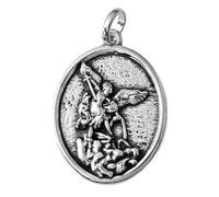 Inmaculada Romero IR Saint Pendentif médaille Miguel en argent sterling 925, 25 mm, ovale, oxydé