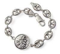 Inmaculada Romero IR Scapulaire Bracelet Notre-Dame du Mont-Carmel et Sacré-Cœur de Jésus, argent sterling 925, 19 cm, avec chaîne gourmette