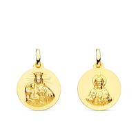 Inmaculada Romero IR Scapulaire Médaille en or 9 carats de la Vierge du Carmen, Cœur de Jésus, 16 mm, lisse