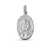 Inmaculada Romero IR Scapulaire Médaille Saint Joseph Vierge Marie en argent massif 925, ovale 25 mm