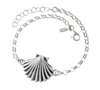 Inmaculada Romero IR Seashell Bracelet de pèlerinage du Chemin de Saint-Jacques-de-Compostelle en argent sterling 925 avec chaîne rolo de 17 cm et 3 mm de diamètre. Coquillage de 20 mm.