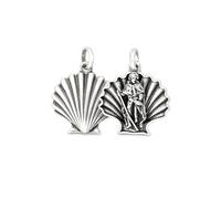 Inmaculada Romero IR Seashell Pendentif pèlerin Camino Santiago Compostela en argent sterling 925 avec détail arrière de 20 mm, saint de 16 mm.