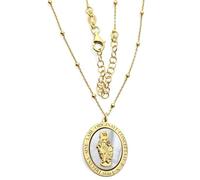 Inmaculada Romero IR Vierge Collier ras-de-cou miraculeux en argent sterling 925 plaqué or, 41,5 cm. Médaille en nacre 20 x 16 mm.