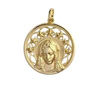 Inmaculada Romero IR Vierge Médaille de la Joie en argent sterling 925 plaqué or, Vierge, Première Communion, 27 mm.