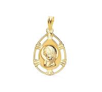 Inmaculada Romero IR Vierge Médaille de Première Communion en Or 18 carats, 23 mm, en forme de larme, avec une bordure ajourée.
