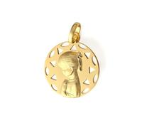 Inmaculada Romero IR Vierge Médaille de Première Communion pour fille en argent massif 925 plaqué or, 18 mm, ajourée