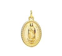 Inmaculada Romero IR Vierge Médaille Guadalupe en or 9 carats, ovale 18 mm, teintée