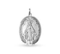 Inmaculada Romero IR Vierge Médaille miraculeuse en argent massif 925, de forme ovale de 19 mm avec détails gravés