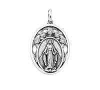 Inmaculada Romero IR Vierge Médaille miraculeuse en argent sterling 925, de forme ovale, 27 mm, avec zircon cubique.