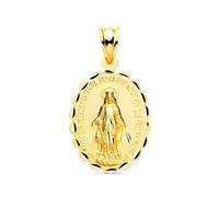 Inmaculada Romero IR Vierge Médaille miraculeuse en or 9 carats, ovale de 28 mm, détail du dos