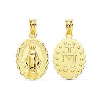 Inmaculada Romero IR Vierge Médaille miraculeuse unisexe en or 18 carats 23 mm. détail du bord ondulé au dos