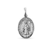 Inmaculada Romero IR Vierge Pendentif Miraculeux Couronne en argent massif 925, détail ovale au dos de 16 mm