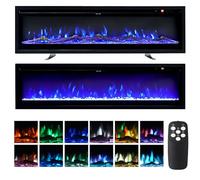 INMOZATA - Cheminée électrique murale/encastrée/autonome de 102 cm avec télécommande et écran tactile 12 LED effet flamme colorée, 2 réglages de chaleur 900 W et 1 800 W, ensemble de cristaux et de