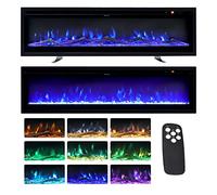 INMOZATA Cheminée électrique murale/encastrée/autoportante de 102 cm avec télécommande et contrôle à écran tactile, effet flamme de couleur 9 LED, 2 réglages de chaleur, 900 W et 1800 W, cristal et