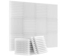 INMOZATA Lot de 12 panneaux acoustiques en mousse - 2,5 x 30 x 30 cm - Panneaux insonorisants haute densité avec absorption sonore et ignifuges pour studio d'enregistrement, maison et bureau - Blanc