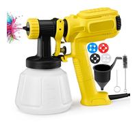 INMOZATA Pulvérisateur de peinture électrique de 1200 ml avec 4 buses et 3 motifs pour murs et plafonds, abris de jardin, peinture de maison (jaune)