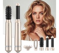 INMTFEI 5 en 1 Air Styler,3 Températures,multi-usages Brosse Soufflante Airbrush pour Sécher,Boucler,Lisser,séchage rapide,Soin capillaire aux ions négatifs,Antistatique,Protection anti surchauffe(Or)