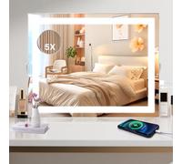 INMTFEI Miroir de Hollywood Maquillage LED, 50x40cm, 3 Modes d'Éclairage, Miroir Grossissant 5X Détachable