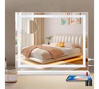 INMTFEI Miroir Maquillage Hollywood Lumineux avec Cadre décoratif en Cristal, 3 Modes d’Éclairage Réglables & Fonction Mémoire,Loupe 5X Amovible,Montage Mural Blanc