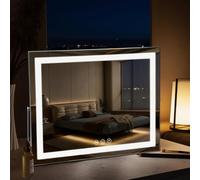 INMTFEI Miroir Maquillage Hollywood Lumineux,Lumineux 3 Modes,Contrôle Tactile,Luminosité Réglable,Port USB, Miroir Grossissant 5X,Installation Murale/sur Table pour Coiffeuse,50x40cm