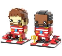 Inmygene Racing Legends Ensemble de construction collector Duo de pilotes réalistes avec visages détaillés et coiffures, mini voiture de championnat, affichage trophée et podium, cadeau idéal pour les