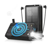 INN Batterie externe 20000mah prise en charge la recharge sans fil avec torche Chargeur Solaire Livré avec quatre câbles de