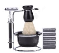 INN Brosse à barbe 4 pièces outils de coiffure pour hommes porte-brosse à barbe en nylon bol en mousse kit soins barbe pour hommes