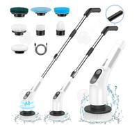 INN Brosse de nettoyage 7 en 1 multifonction 4000mAh 7 types de têtes de brosse 2 vitesses réglables manche rétractable à 3