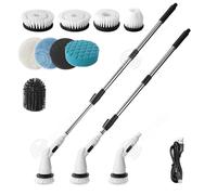 INN Brosse de nettoyage électrique 14-110cm extensible 2 niveaux réglage electrique rotative nettoyage sans fil avec 8 têtes de