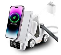 INN Chargeur induction 5 en 1 type-c station de charge chargement rapide sans fil avec fonction horloge et alarme forme de voiture