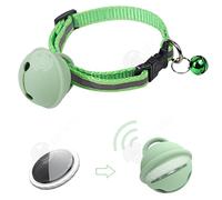 INN Collier gps de cloche verte 3,9x3,9x3,5cm réglable IPX5 étanche 230mAh IOS Find My bluetooth traqueur d'animaux chat tracker