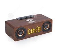 INN Enceinte bluetooth 25x11x7,8cm haut-parleur bluetooth sans fil enceinte rétro en bois haut-parleur de bureau avec horloge carte