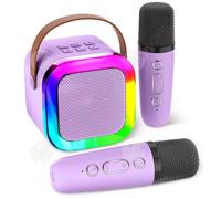 INN Karaoké bluetooth 5.3 90x90x68mm microphone karaoké taille du haut-parleur equipé de 2 microphones et d'effets lumineux colorés