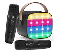 INN Karaoké bluetooth 5.3 microphone karaoké taille du haut-parleur 90x90x68mm equipé de 2 microphones et d'effets lumineux colorés