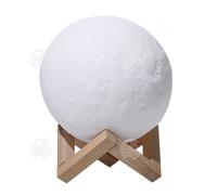 INN Lampe lune 3D 15cm avec base en bois 3 couleurs contrôle tactile moon lamp LED veilleuse lampe de chevet décoration de chambre