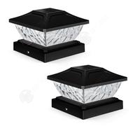 INN Lampe pilier solaires 2PCS 14,8x14,8x9,4cm 800mah 2 couleurs étanche avec capteur de lumière lampe de pilier lumière de jardin