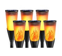 INN Lumière solaire 6 pcs 49,5x7cm 12 LED Étanche extérieur Autonomie longue Éclairage économe Flamme simulée commutateur
