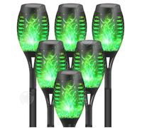 INN Lumière solaire 6 pcs Convient pour la décoration extérieure de terrasse, de canal et de cour 52 x 7,5 cm Lampe à flamme verte