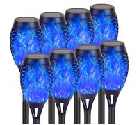 INN Lumière solaire 8 pcs 52x7,5cm Avec une flamme vacillante bleue, adaptée à la décoration de jardin éclairage extérieur étanche