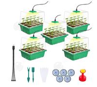 INN Mini serre pour plantes kit avec lampe réglable 5 pièces 60 cellules dôme de ventilation bac à semis graines serre germination