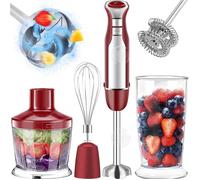 INN Mixeur plongeant rouge 800w 5 en 1 mixeur à main mixeur plongeur blender mélangeur à purée pour mélanger/hacher/faire du jus