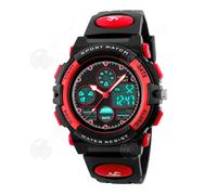 INN Montre enfant noir rouge double affichage modes sport multifonctions 50m étanche transpiration montre digitale enfant lumineux