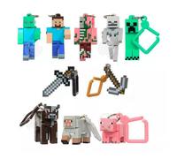 INN Porte-clés 10 pcs cle a chaine mystère minecraft pour garçons et filles mini-figurines minecraft assorties porte clé