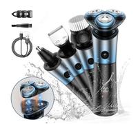 INN Rasoir électrique 1200mAh 4 en 1 tondeuse à barbe rasoirs à têtes rotatives IPX6 étanche rasoir barbe utilisation humide et