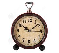 INN Réveil 15,5x13,5cm horloge rétro réveil coquillage rétro à double aiguille en cuivre fonctionne avec piles cadeau