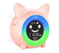 INN Reveil enfant educatif mini réveil de sommeil en forme de chat de dessin animé avec veilleuse réglable avec 8 tonalités de